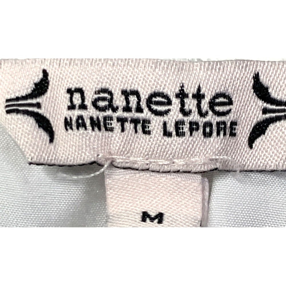 NANETTE LEPORE Top Womens Size Medium Lace Lined Short Sleeve White Designer - Picture 6 of 7